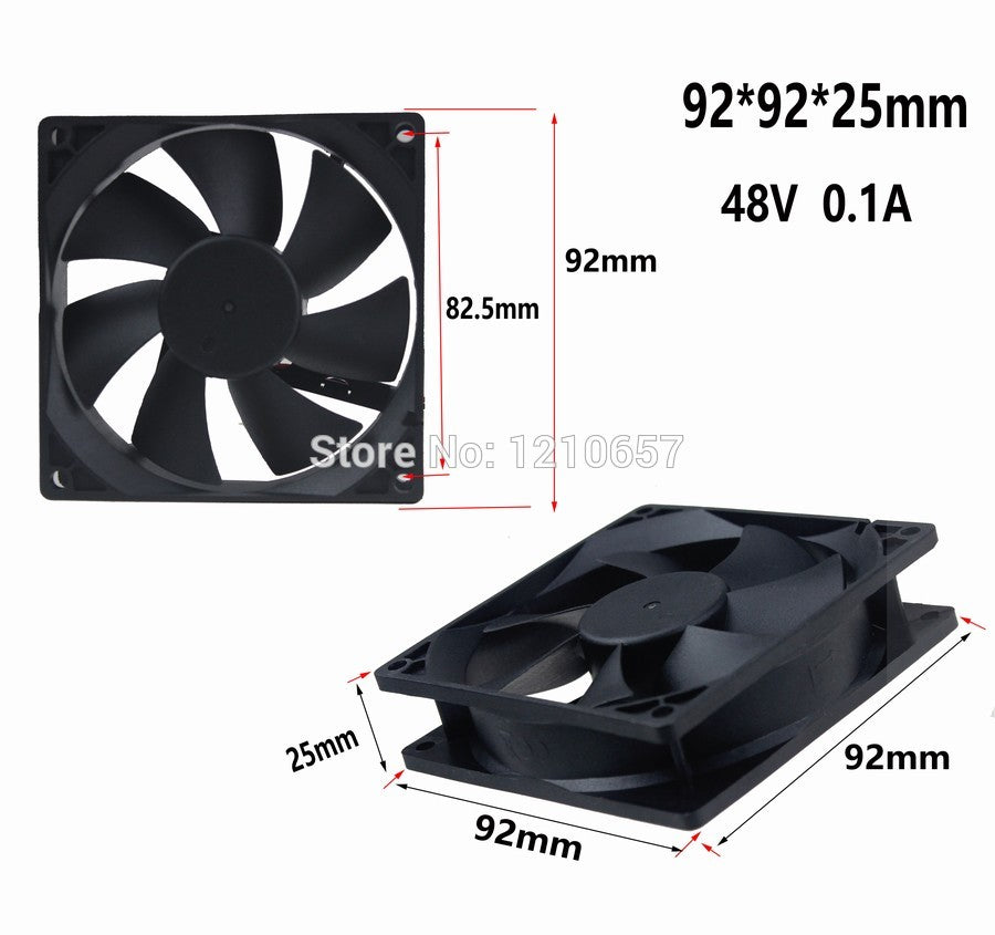 1 PCS Gdstime 9225B 90mm 92MM x 25MM Dual Ball DC 48V 2Pin Cooler Cooling Fan