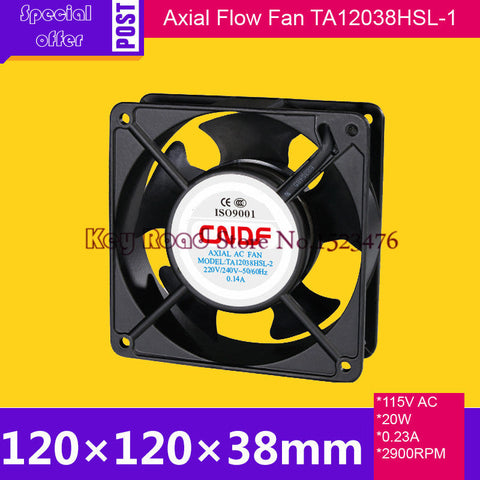 115 V AC 60HZ 0.23A 20W 2900RPM 120*38mm Anticorrosion Cooling Radiator Axial Fan TA12038HSL-1 FZY for Electroplate Factory
