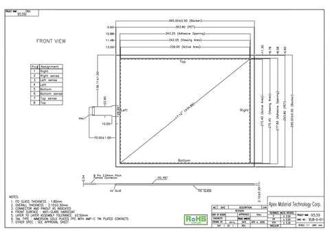 In stock! Brand new original AMT9539 91-09539-000 Taiwan AMT8 line touch screen 17 inches