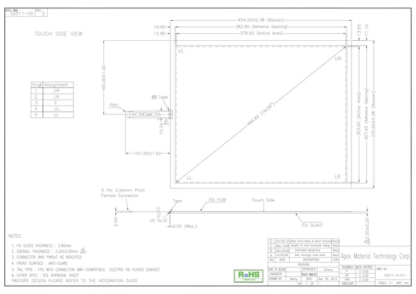 In stock! Brand new original AMT2511 91-02511-00D Taiwan AMT5 line touch screen 19 inches