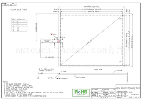 In stock! Brand new original AMT2538 91-02538-000 industrial touch screen 5-wire resistance 17 inch