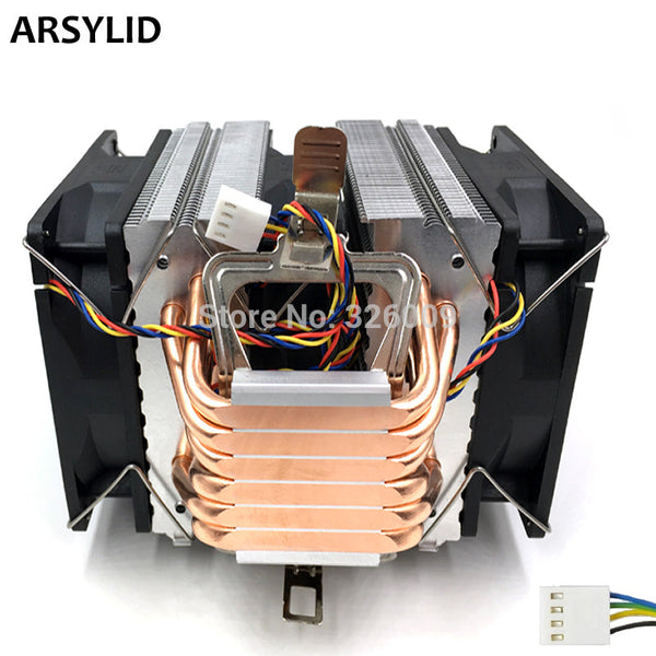 ARSYLID CN-609A-P 3PCS 9cm 4pin fan 6 heatpipe CPU cooler cooling for Intel LGA775 1151 115x 1366 2011 for AMD AM3 AM4 radiator
