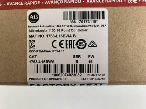 New Factory Sealed AB 1763 - L16BWA SER B MicroLogix 1100 16 Point Controller PLC - NewTouchBuff Official Store