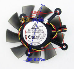 Delta EFB0812HB DC 12V 0.25A 3-line Graphics Card Heat Dissipation Cooling Fan
