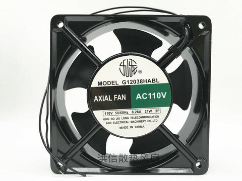 FOR Kowloon G12038HABL 110V 0.28A 21W 12CM aluminum frame cabinet chassis fan