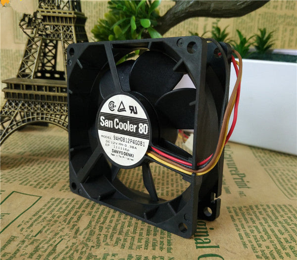 for Sanyo 9AH0812P4G081 12V 0.38A 8 cm 8025 four-wire chassis cooling fan