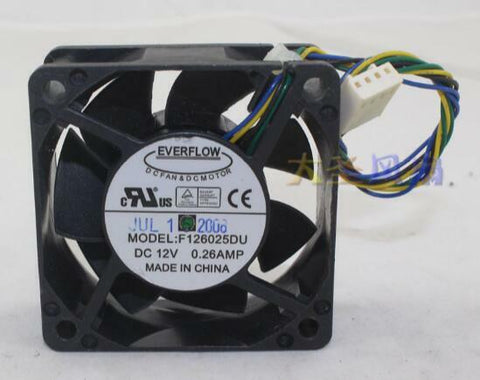 Original 6025 DC12V 0.26AMP 6CM 60*60*25MM F126025DU 4 wire cooling fan