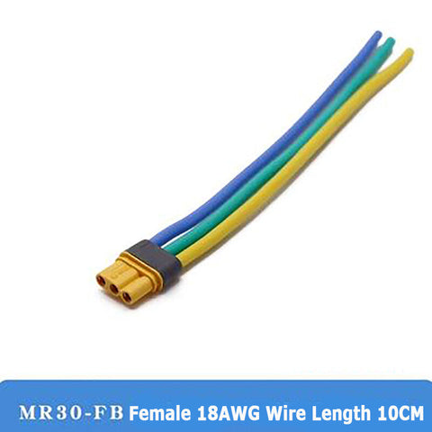 MR30 Male Female Connector Plug With Sheath 18AWG Wire Long 10CM for MOTO Motor