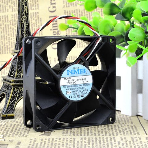 NEW Genuine NMB 80mm case fan 3110KL-04W-B19 DC12V 0.13A 3-pin 4E537 0C252