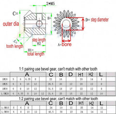 Motor Bevel Gear 1.0 Mod 20 Tooth 90° Pairing Bore 5/6/6.35/8mm Bevel Gear x1Pcs
