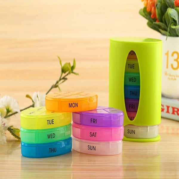 Oval 28 grids pill box organizer set 7 days medicine box holder storage pill
