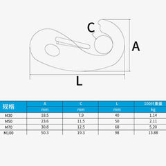 Stainless Steel Portable Snap Hook Boat Rigging Spring Clip Wire Gate Carabiner