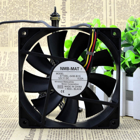 NMB 4710KL-04W-B19 V54 DC12V 0.22A 120x120x25mm 3-wire Server Square cooling fan