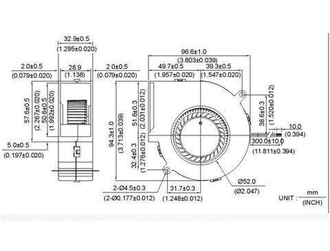 New 9733 turbofan Grill fan Large air volume 12V 3.8A 9BMB12P2J619