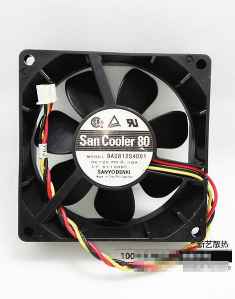 1pcs Sanyo 9A0812S4D01 8025 12V 0.18A 3-wire dual ball cooling fan