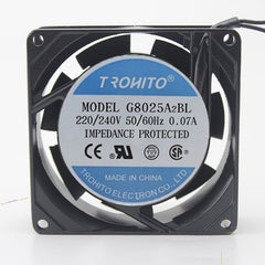 TRONITO G8025A2BL 220/240V 50/60Hz 0.07A 8025 8CM Aluminum Cooling Fan