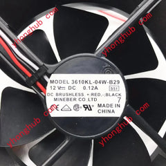 NMB-MAT 3610KL-04W-B29 S51 DC 12V 0.12A 90X90X25mm 3-Wire Server Cooling Fan