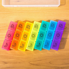 Pill Case Medicine Tablet Dispenser 3 Row 21 Grids 7 Days Pill Storage Container
