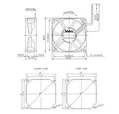 D08K-24TU 8cm 80mm DC24V 0.07A 2pin cooling fan for frequency converter