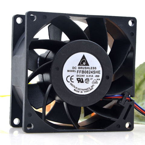 FFB0824SHE 24V 0.51A 8CM 8038 3-wires Double Ball Inverter Cooling Fan