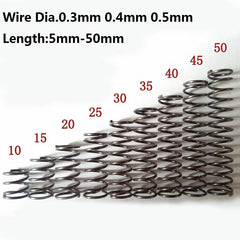 Wire Dia.0.3mm-0.5mm OD 2mm-10mm Small Springs Compression Spring Steel 10pcs