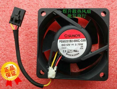 SUNON PE60251B2-000C-G99 DC 12V 2.79W 60*25MM (3 Wire) Cooling Fan