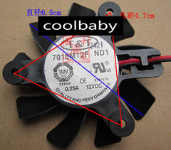 T&T 7015M12F Graphics card cooling fan DC12V 0.25A 2Pin