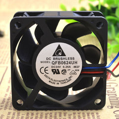 For QFR0624UH 6025 6CM 24V 0.26A 3-wire Double ball High Volume Fan