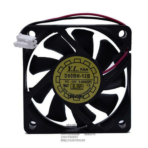 Y.L.FAN D60BH-12B 6015 6CM DC 12V 0.40A 2 Wire Fan