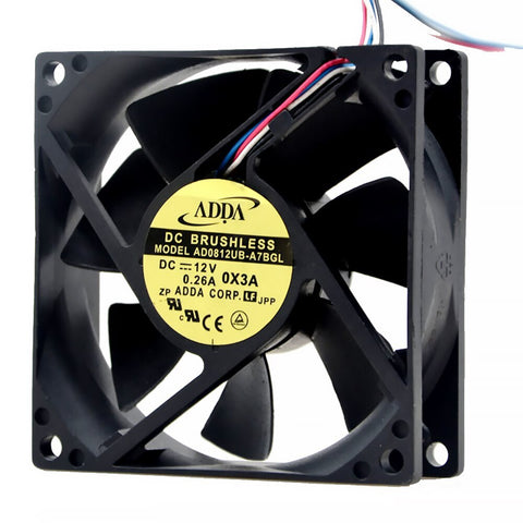 For ADDA AD0812UB-A7BGL S DC 12V 0.26A 4-wire 80x80x25mm Server Cooling Fan