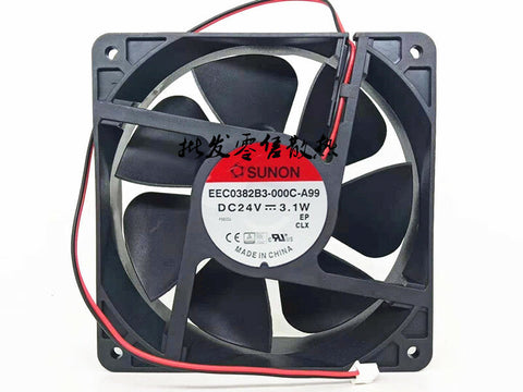 SUNON Fan EEC0382B3-000C-A99 DC 24V 3.1W 12038 12CM 2 PIN