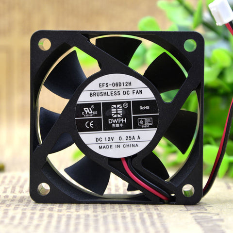 For DWPH EFS-06D12H 6020 12V 0.25A 2-wire mute Large air volume Cooling fan