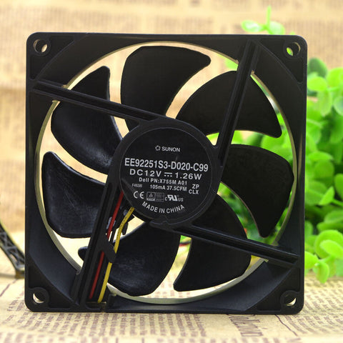 SUNON EE92251S3-D020-C99 Delll PN: X755M A01 12V 9025 3-pin DC fan