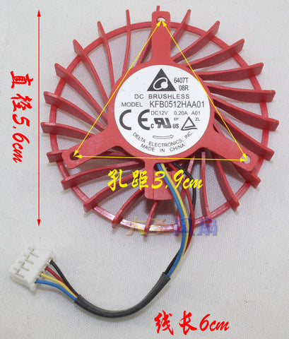 FirePro W7100 KFB0512HAA01 56mm 39mm diameter pitch 4line graphics card fan