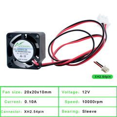 ACP2010 2cm 20mm DC5V 12V 0.10A 2pin small DC cooling fan for router notebook