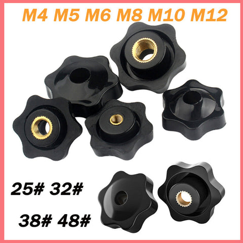 Thumb Screw Bolts Female Thread Black Round Fluted Clamping Knob M4 to M12