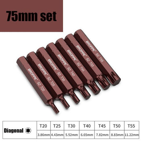 Torx Impact Screwdriver Bit T20 T25 T30 T40 T45 T50 T55 Insert Bit 30mm/75mm