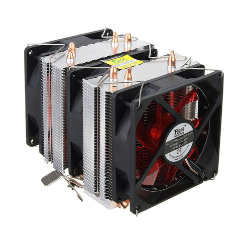 Three CPU Cooler Fan 4 Copper Pipe Cooling Fan Red LED Aluminum Heatsink for Intel LGA775 / 1156/1155 AMD AM2 / AM2 + / AM3 ED