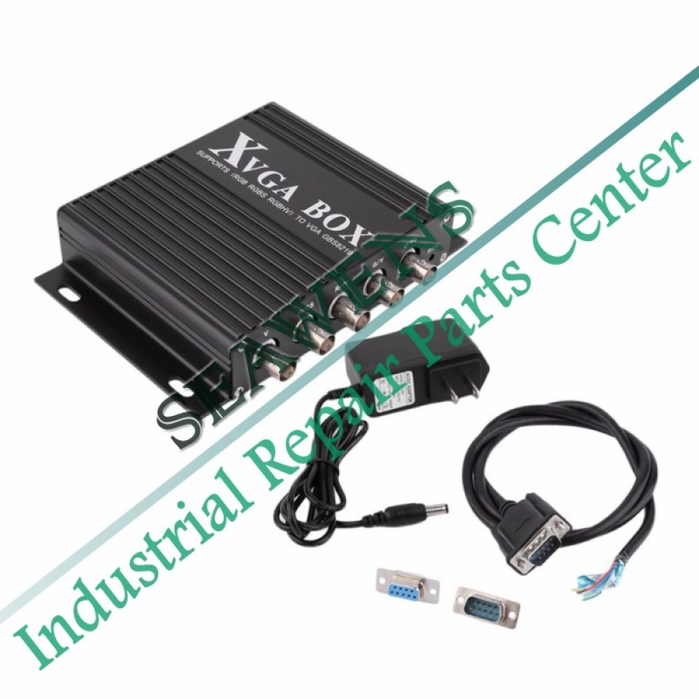 New XVGA Box RGB RGBS RGBHV MDA CGA EGA to VGA Industrial Monitor Video Converter with US Plug Power Adapter Black