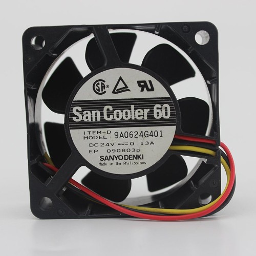 Sanyo 9A0624G401 24V 0.13A 6CM 3-wire power supply chassis fan Sanyo 9A0624G401 24V 0.13A 6CM 3-wire power supply chassis fan