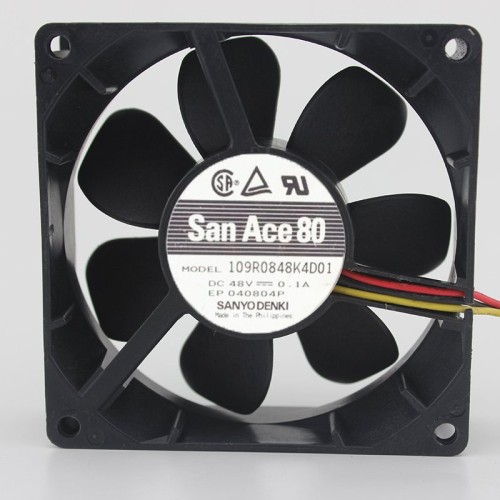 Sanyo 109R0848K4D07 DC48V 0.1A 8CM cooling fan Sanyo 109R0848K4D07 DC48V 0.1A 8CM cooling fan