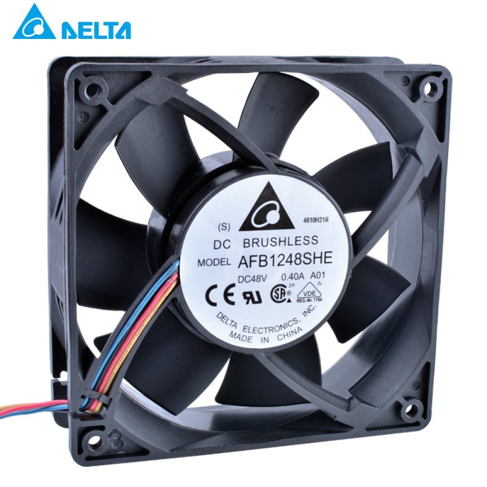 Delta AFB1248SHE 48V 0.40A 12cm 4-wire double ball server Cooling fan