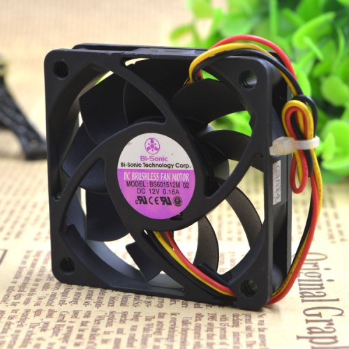 BI-SONIC BS601512M 12V 0.16A 6CM 3-wire cooling fan BI-SONIC BS601512M 12V 0.16A 6CM 3-wire cooling fan