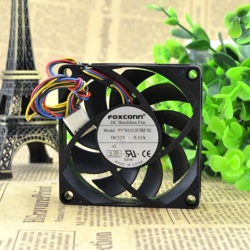 Foxconn PV701512P2BF 02 DC12V 0.15A 4-wire Cooling Fan Foxconn PV701512P2BF 02 DC12V 0.15A 4-wire Cooling Fan
