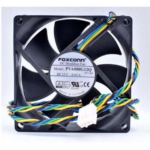 Foxconn PVA080G12Q P01-AD DC Brushless Fan 12V 0.65A 100mm 80x80x25mm Server Square Cooling Fan Foxconn PVA080G12Q P01-AD DC Brushless Fan 12V 0.65A 100mm 80x80x25mm Server Square Cooling Fan